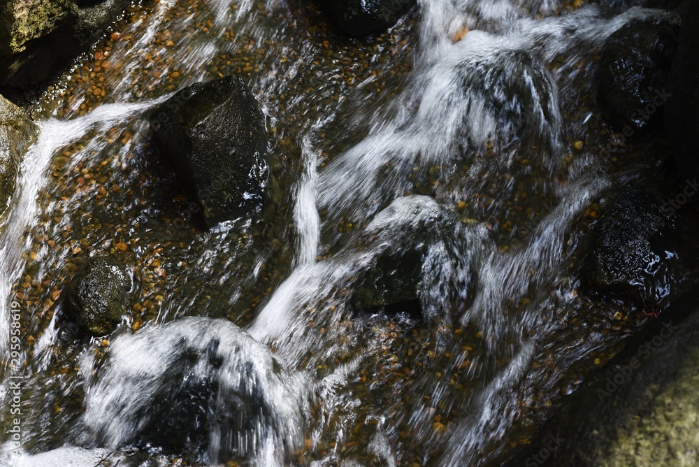 Wall mural A small waterfall in a Japanese style garden