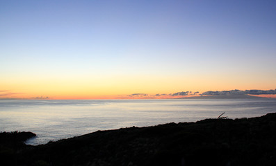 Sunrise on La Palma with a view to Tenerife