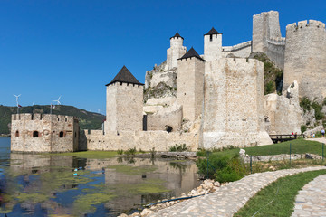 Fototapeta na wymiar Ruins of Golubac Fortress at the Danube River, Serbia
