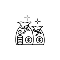 Money sack coins revenue icon. Element of global business icon