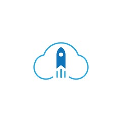 Rocket and cloud technology logo vector