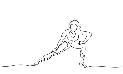 Fototapeta premium Woman stretching legs fitness one line draw
