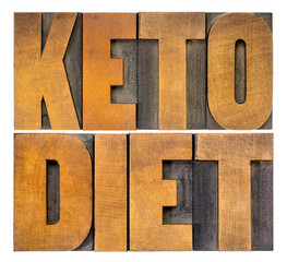 keto diet word abstract in wood type