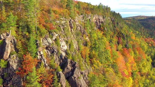 Amazing Autumn Scenery, Forests and Cliffs of Michigan's Upper Peninsula, Fall Colors, Aerial View.