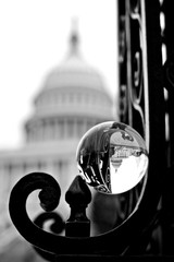 capitol building reflection through a lensball