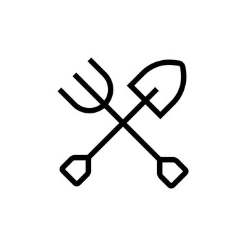recommend clip art: shovel and pitchfork icon for web and mobile