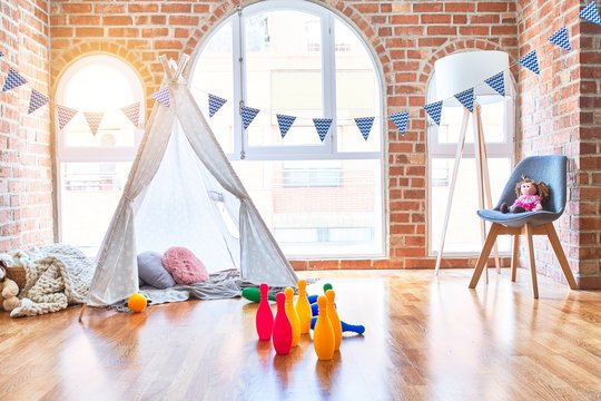 Beautiful kindergarten with lots of educational toys and games for chirlden