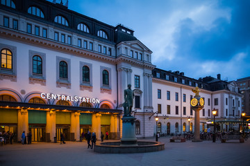 View of the Central Station at twilight, Stockholm, Sweden