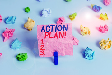 Conceptual hand writing showing Action Plan. Concept meaning proposed strategy or course of actions...
