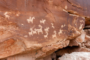 Native American Petroglyphs on a rock face in the desert southwest