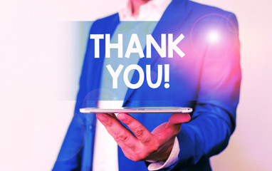 Handwriting text Thank You. Conceptual photo polite expression used when acknowledging gift service...