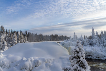 winter landscape with river and trees
