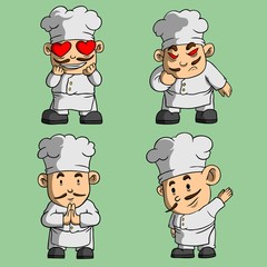 cute chef mascot hand drawn style