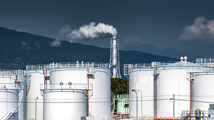 Oil and gas refinery storage tank and Detail of equipment oil pipeline steel with valve for industrail petroleum.