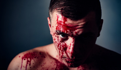 Prison for monster. Psycho mad man. Psychic disease. Murderer brutal aggressive guy. Halloween...