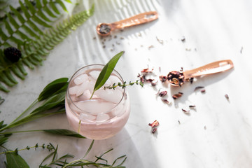 Pink Cocktail on Marble Background