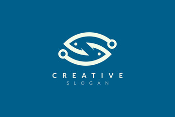 Abstract minimalist fish shape vector design. Simple fish design, flat logo style, modern icon and symbol.