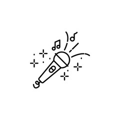 Microphone, notes icon. Element of Party icon. Thin line icon