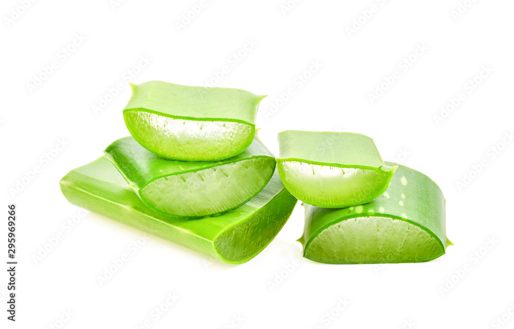 Wall mural Aloe vera slice on white background