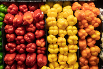 Naklejka na ściany i meble Bell Peppers in a market
