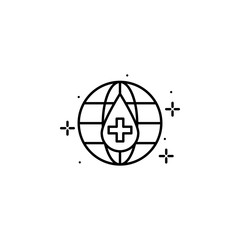 Blood, globe, drop icon. Element of Blood Donation icon. Thin line icon