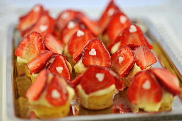 sweets on tray with white heart