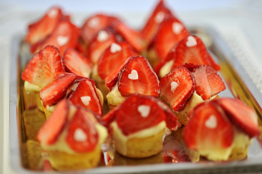 sweets on tray with white heart