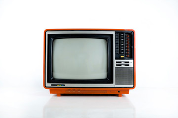 red television isolate on white, retro technology.