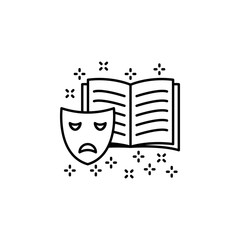 Mask book tragedy icon. Element of literature icon