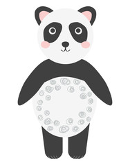 Panda bear portrait, kids art, wild arctic animal. Decor elements, sticker, postcard. Scandinavian Design