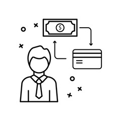 Man card dollar retail banking icon. Element of business icon