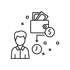 Wallet time man deposit account icon. Element of business icon