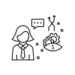 Woman gear chat dollar business icon. Element of business icon