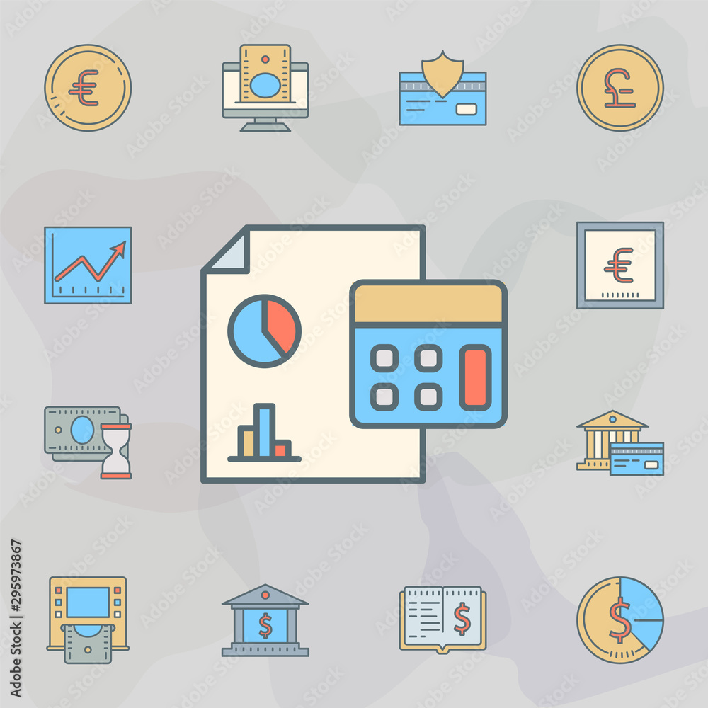Poster financial report dusk style line icon. universal set of banking for website design and development, 