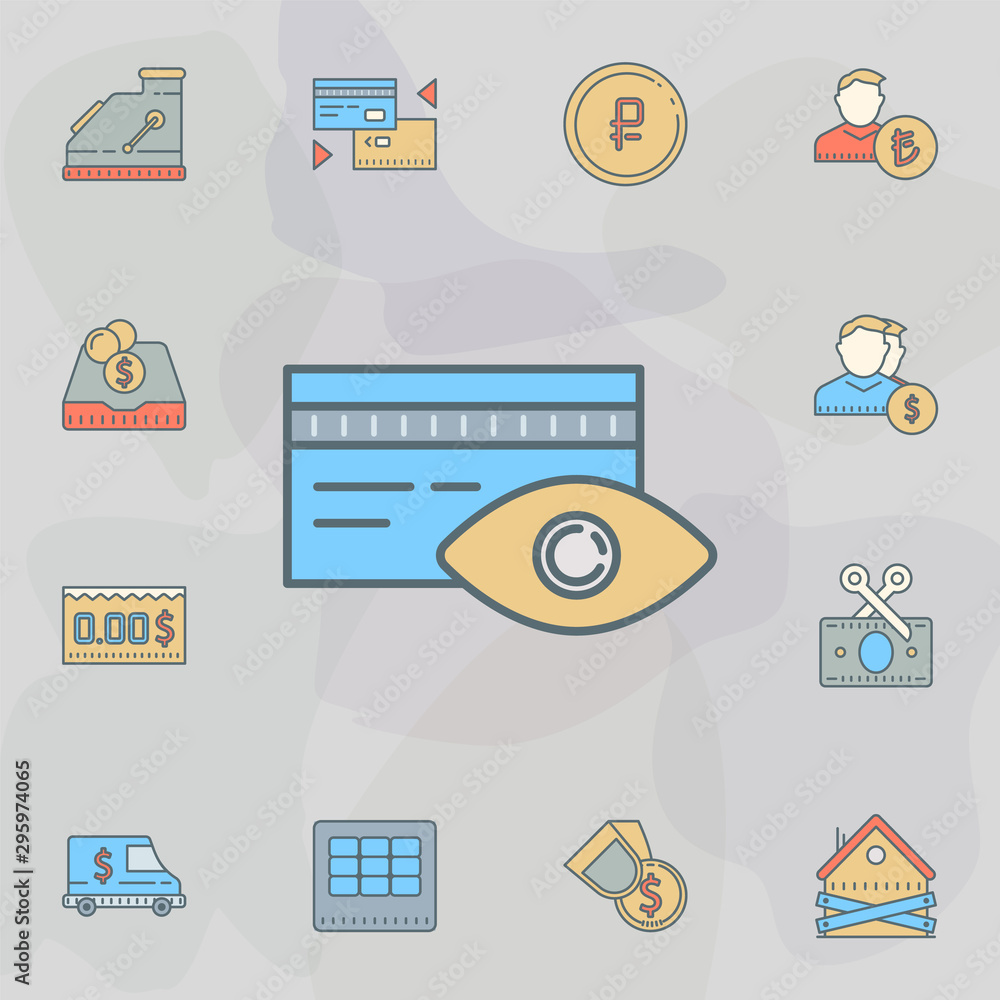 Poster credit card verification dusk style line icon. universal set of banking for website design and devel