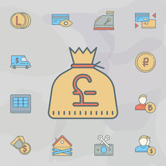 pound bag dusk style line icon. Universal set of banking for website design and development, app development