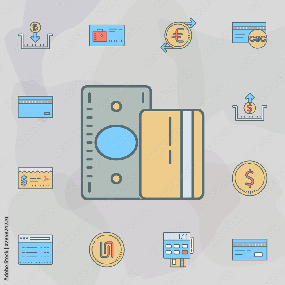 Poster bill and credit card dusk style line icon. universal set of banking for website design and developme