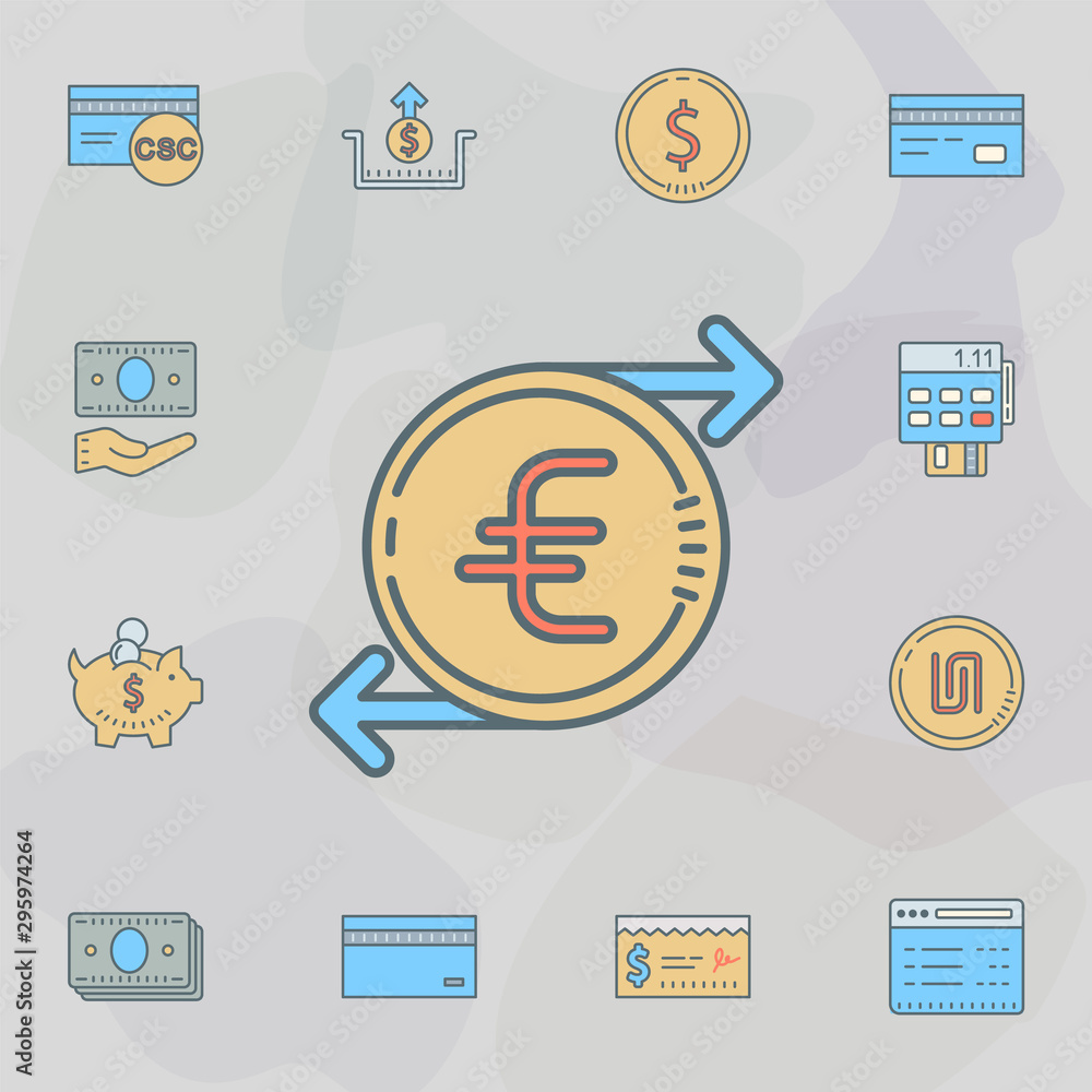 Poster euro cycle dusk style line icon. universal set of banking for website design and development, app de