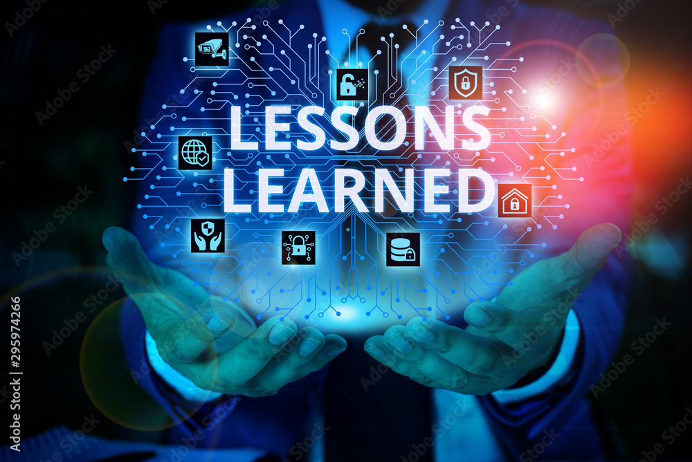 Aufkleber word writing text lessons learned. business photo showcasing the knowledge or understanding gained b