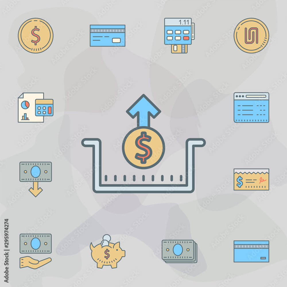 Poster withdrawal of money dusk style line icon. universal set of banking for website design and developmen