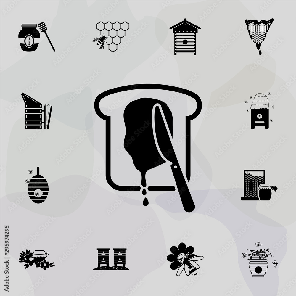 Poster toast with honey icon. universal set of beekeeping for website design and development, app developme