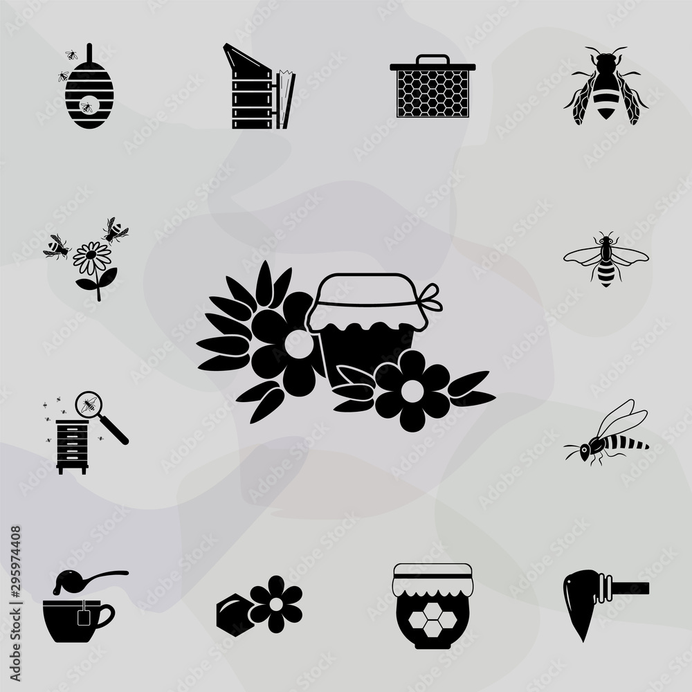 Poster organic honey icon. universal set of beekeeping for website design and development, app development