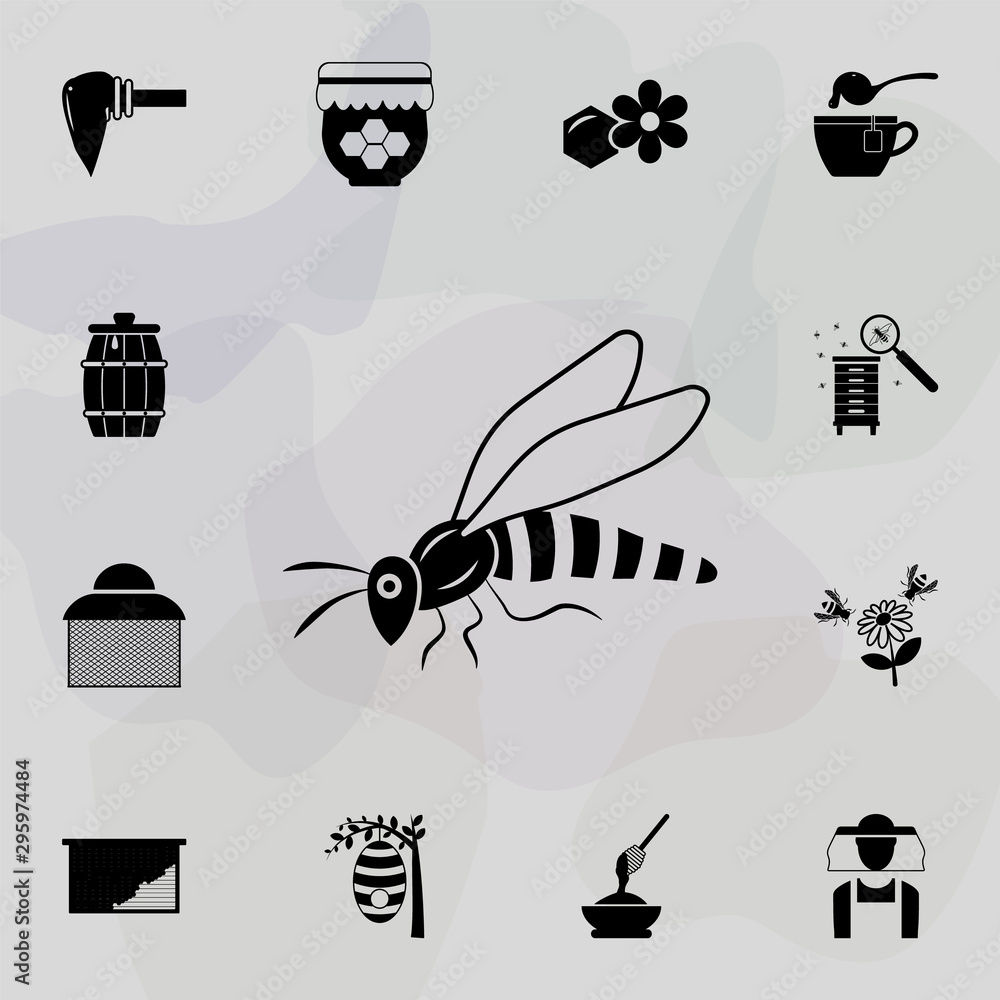 Poster bee icon. universal set of beekeeping for website design and development, app development