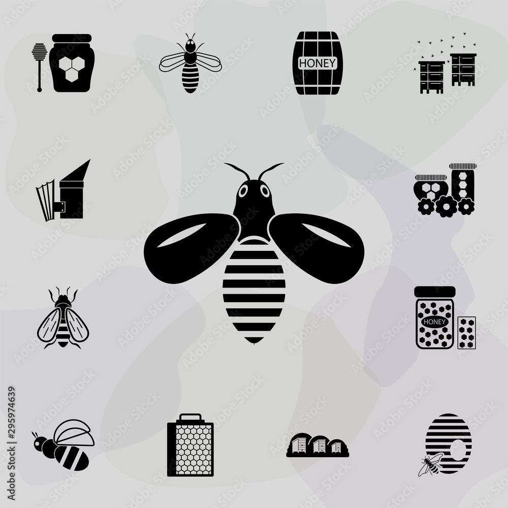Poster bee icon. universal set of beekeeping for website design and development, app development