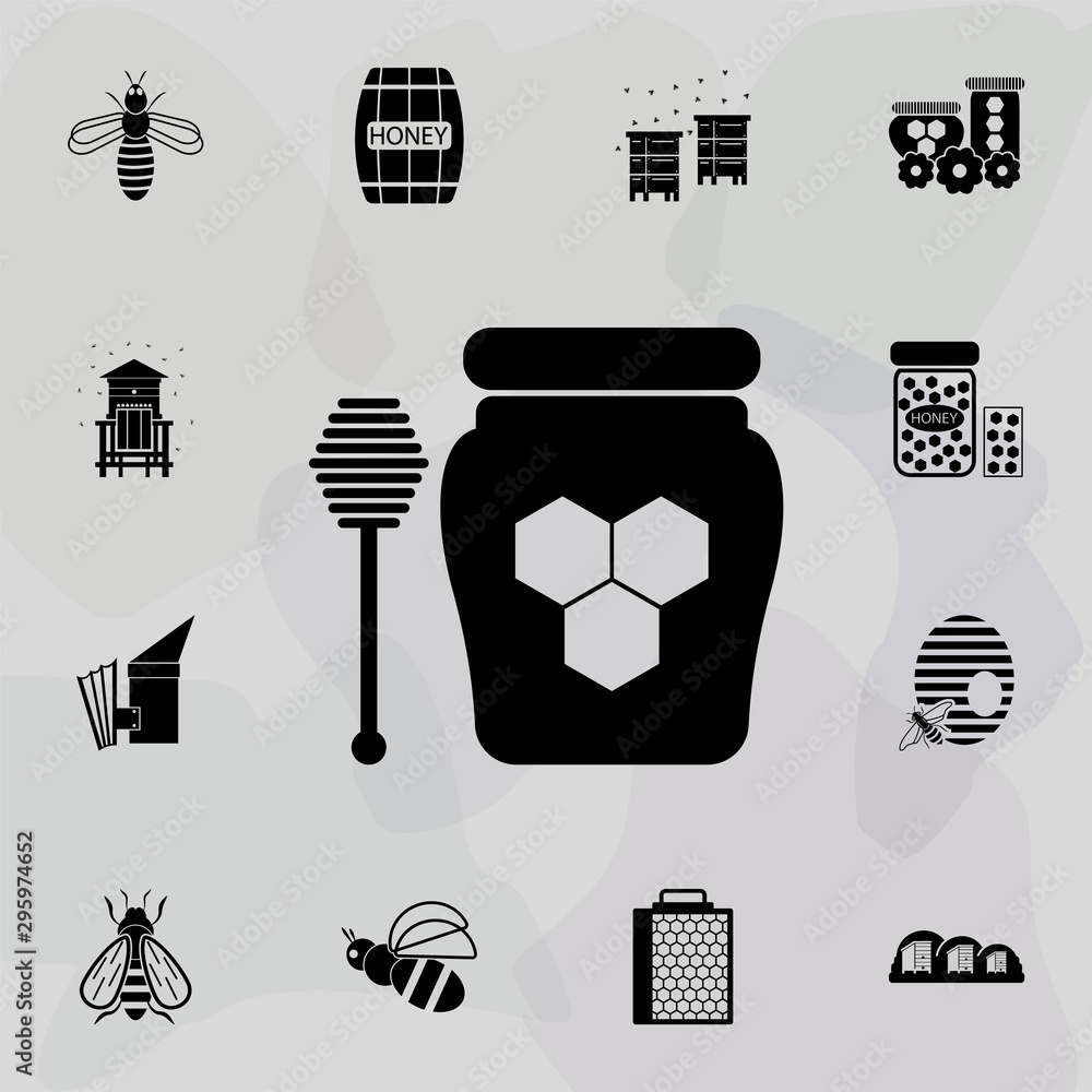 Poster organic honey in jar icon. universal set of beekeeping for website design and development, app devel