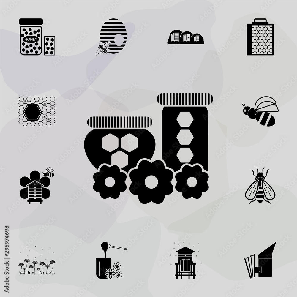 Poster organic honey in jars icon. universal set of beekeeping for website design and development, app deve