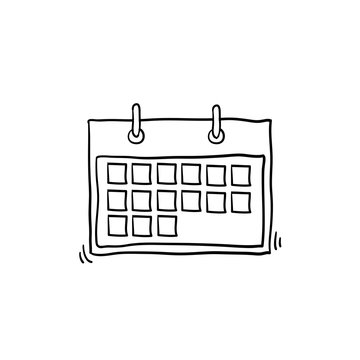 calendar mobile icon vector with handdrawn style