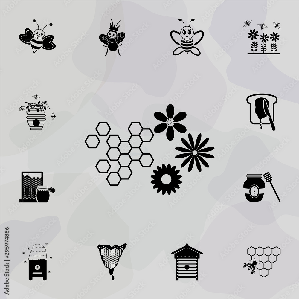 Aufkleber combs and flowers icon. universal set of beekeeping for website design and development, app developm