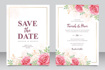 Elegant wedding card template with beautiful floral frame multi purpose