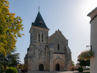 Fototapeta na wymiar Church in Villegouge village in France